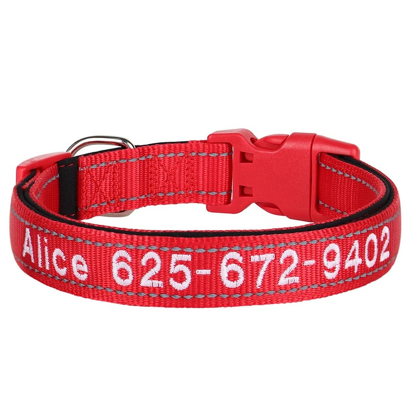Personalised Reflective Dog Collar - Heavy Duty Nylon