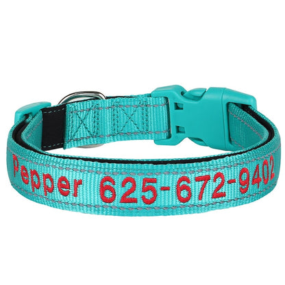 Personalised Reflective Dog Collar - Heavy Duty Nylon