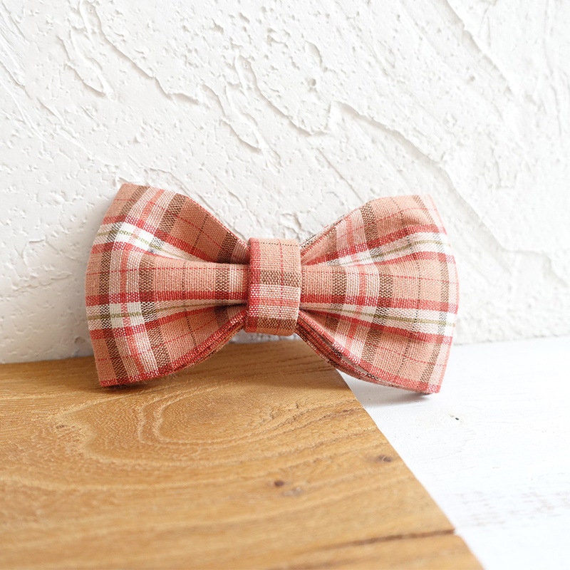Personalised YELLOW/Orange PLAID Cat Dog Collar Leash Bowtie