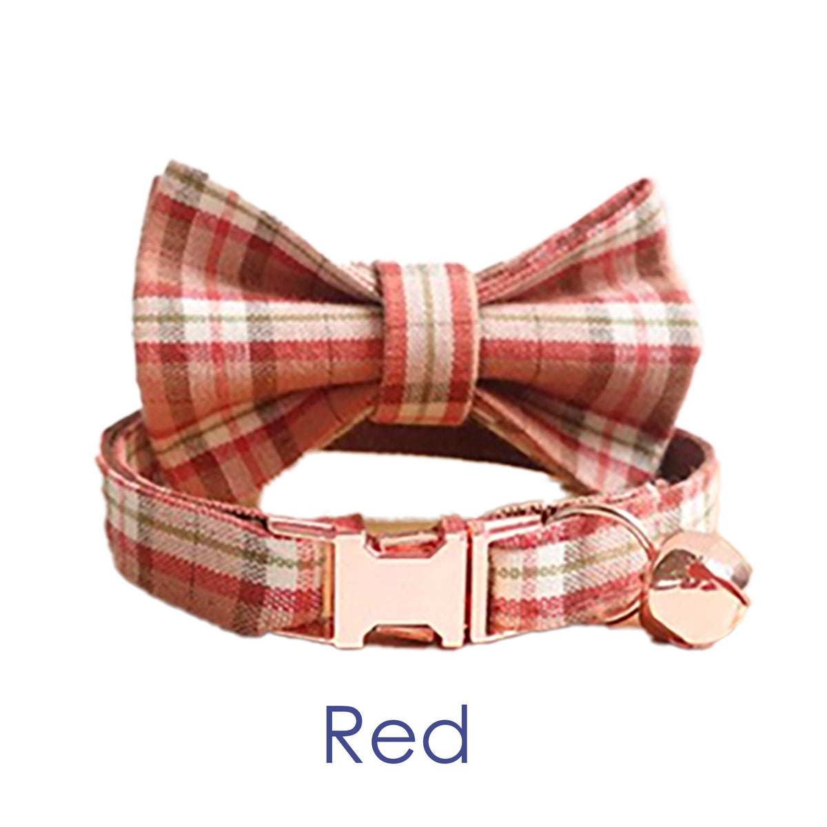 Plaid Cat Collar with Bell, Checkered Style Custom Cat Collar with Bow and Personalised Quick Release Buckle with Name Gingham Style