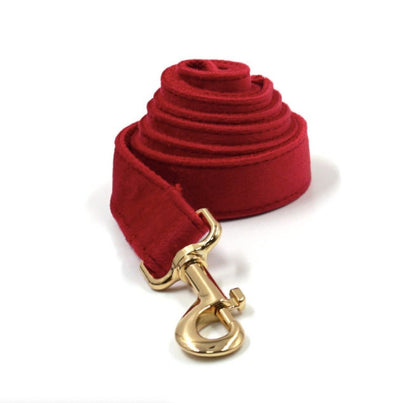 Personalised Dog Collar, Matching Bowtie, Leash, Harness and Poop Bag in Red and Gold, Great for New Year and Christmas