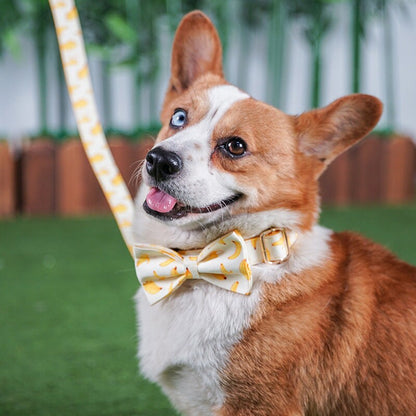 Banana Dog Harness, Custom Yellow Personalised Cute Dog Collar, Bowtie, Dog Leash, Step In Small Medium Large Dog Harness