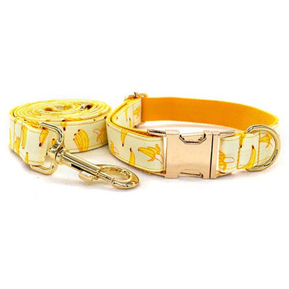 Banana Dog Harness, Custom Yellow Personalised Cute Dog Collar, Bowtie, Dog Leash, Step In Small Medium Large Dog Harness