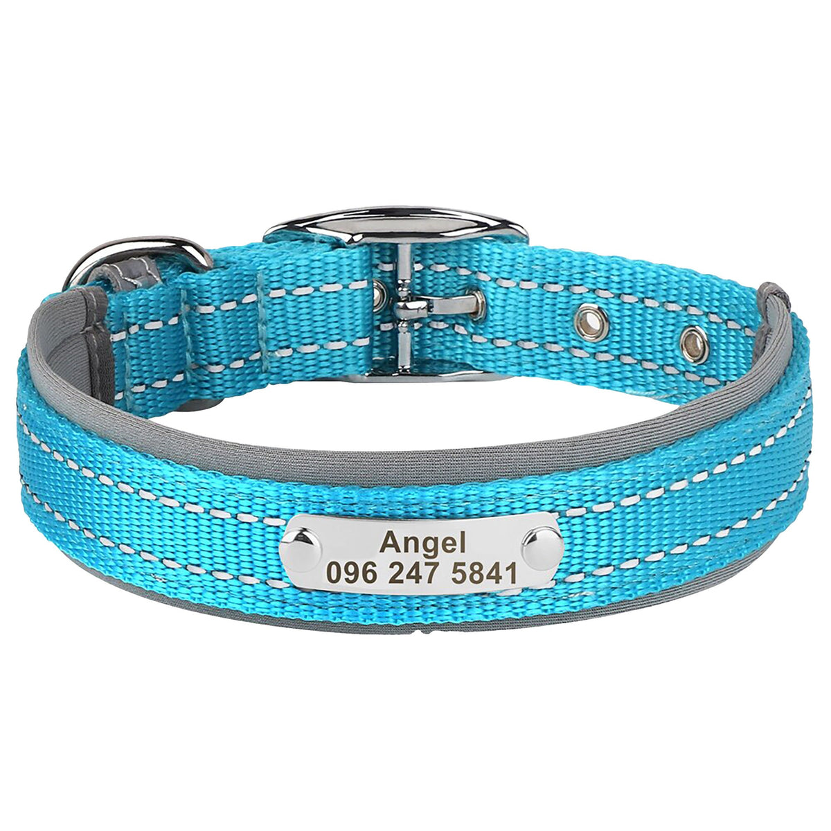 Personalised Reflective Nylon Dog Collar with Custom Name Buckle for Small to Large Dog, Au, Us, Uk, Ca Fast Free Ship