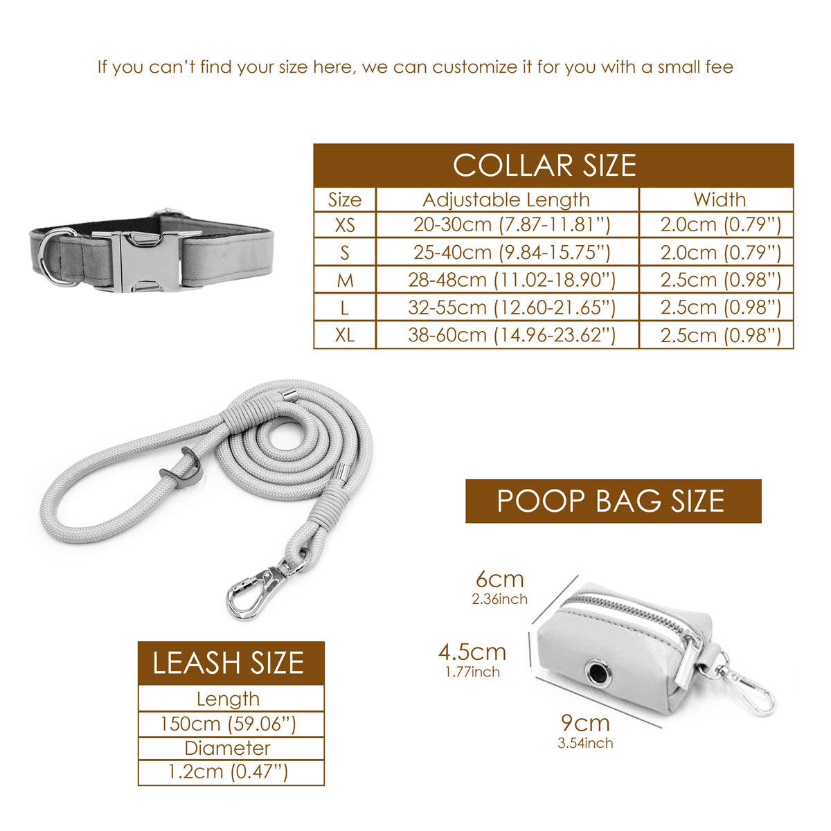 PU Leather Dog Collar, Collar/Harness/Lead/Poop Bag, Dog Collar Leash in Dark Brown, Engraved Metal Buckle, Wedding Puppy Gift, Australia