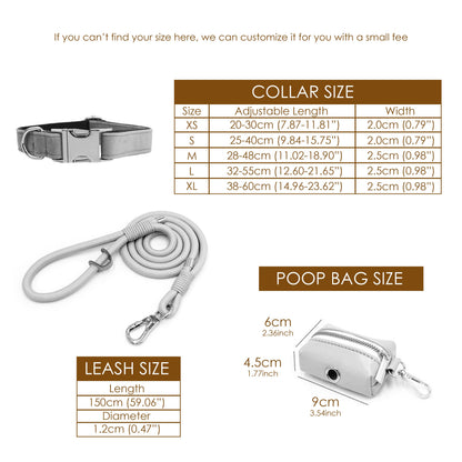 PU Leather Dog Collar, Collar/Harness/Lead/Poop Bag, Dog Collar Leash in Dark Brown, Engraved Metal Buckle, Wedding Puppy Gift, Australia