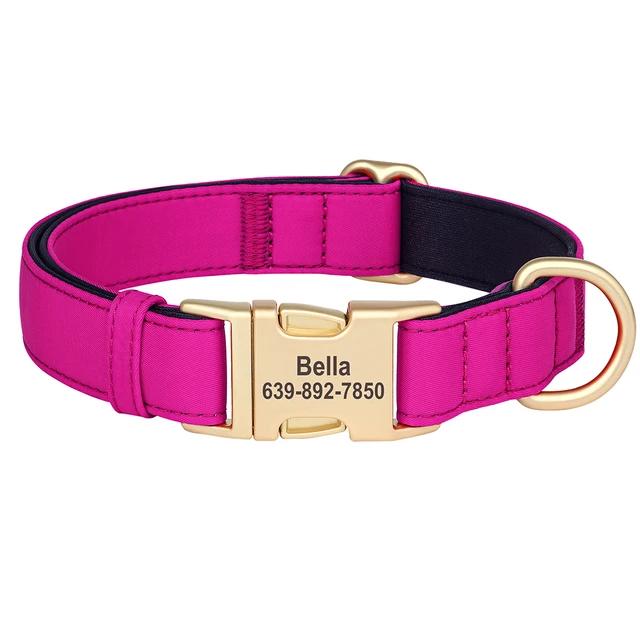 Personalised Waterproof Dog Collar, Custom Name Collar in Red, Pink, Black, Blue, Purple, Gold dog collar, Soft Padded Luxury Dog Collar, AU