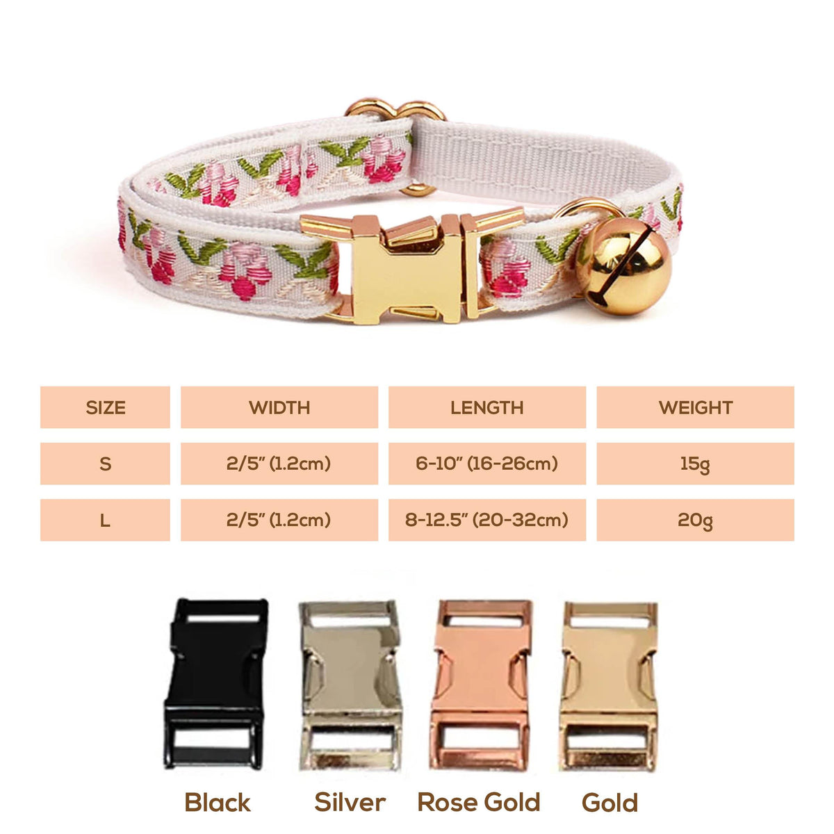 Personalised Embroidery Cat Collar, Custom Tag, Custom Cat Collar with Bell or Leash, Collar for Male Cat, Engraved Name on Puppy Collar