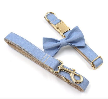 Light Jean Personalised Dog Collar Combo