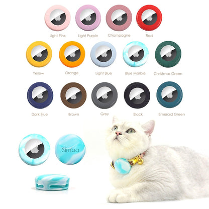 Personalised Airtag Holder Collar Attachment, Silicone Shell Cover for Airtag Cat and Dog Collar, Blue, Red, Green, Yellow, Pink, Black