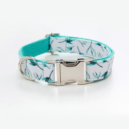 Summer Leaves Custom Dog Collar and Lead Set with Poop Bag