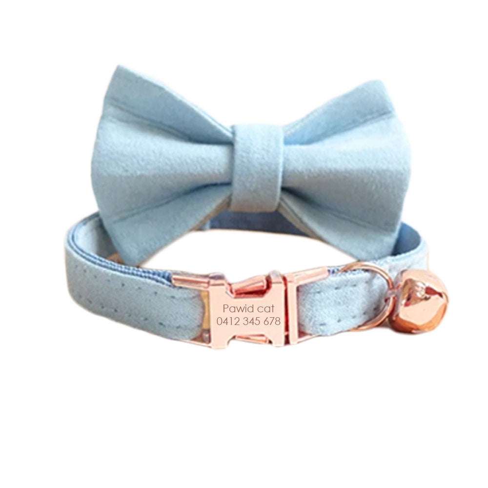 Puppy Tiny Solid Dog Collar Bowtie and Bell