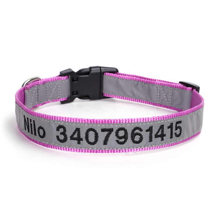 Personalised Reflective Lightweight Dog Collar, 13 Colors, Small to Large Dogs