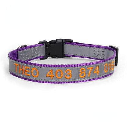 Personalised Reflective Lightweight Dog Collar, 13 Colors, Small to Large Dogs