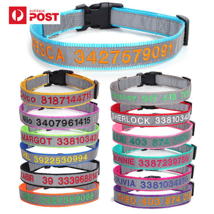 Personalised Reflective Lightweight Dog Collar, 13 Colors, Small to Large Dogs