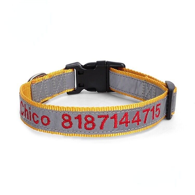 Personalised Reflective Lightweight Dog Collar, 13 Colors, Small to Large Dogs