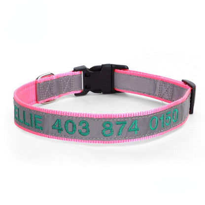 Personalised Reflective Lightweight Dog Collar, 13 Colors, Small to Large Dogs