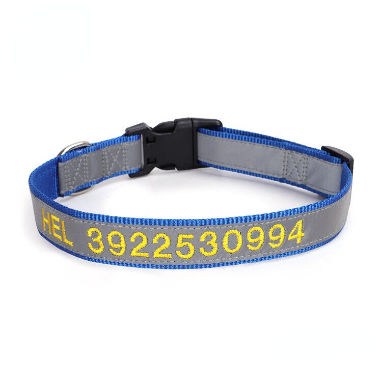 Personalised Reflective Lightweight Dog Collar, 13 Colors, Small to Large Dogs